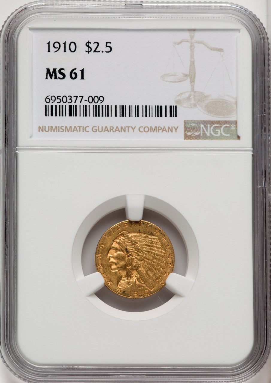 1910 $2.50 Indian Quarter Eagle NGC MS61