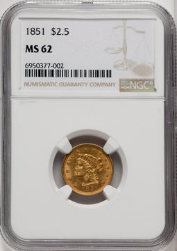 1851 $2.50 Liberty Quarter Eagle NGC MS62