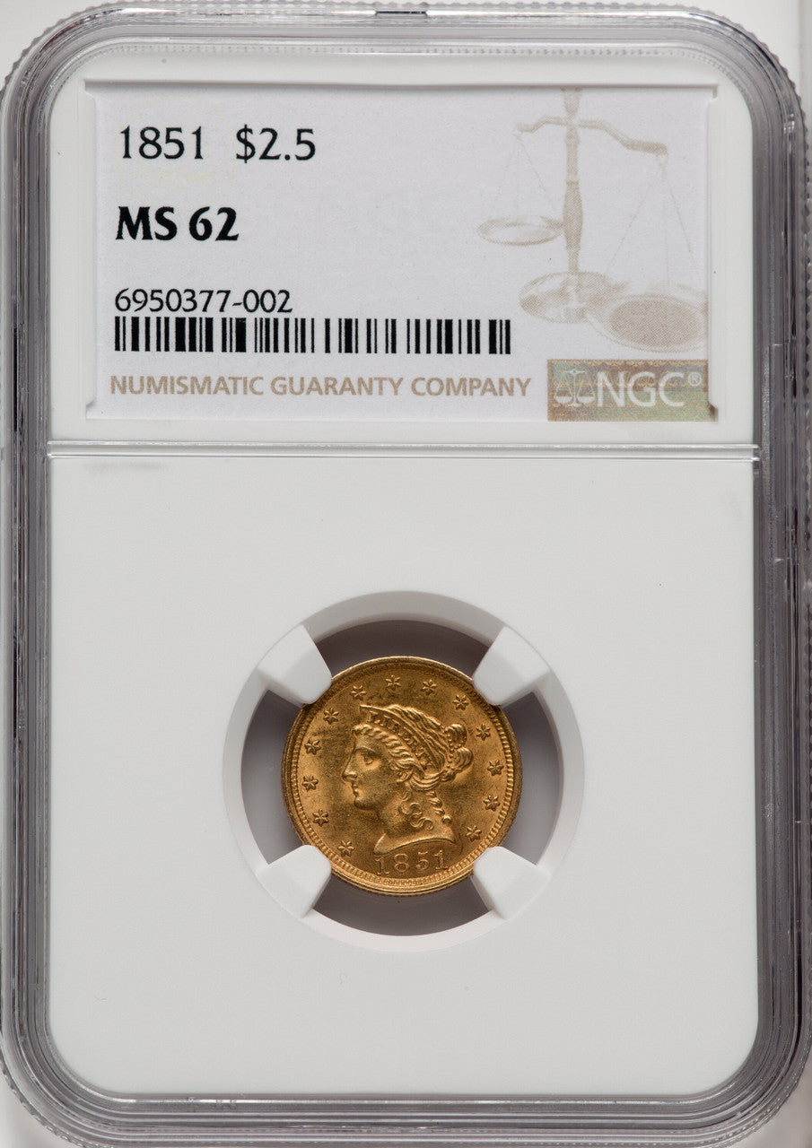 1851 $2.50 Liberty Quarter Eagle NGC MS62