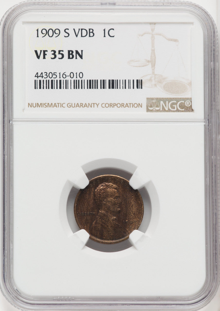 1909-S 1C VDB BN Lincoln Cent NGC VF35