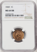 1868 1C RB Indian Cent NGC MS64