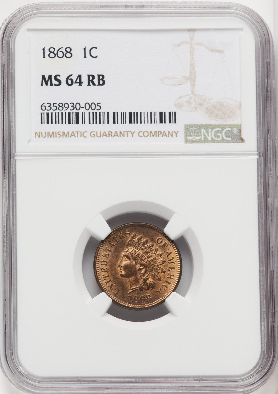 1868 1C RB Indian Cent NGC MS64