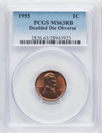 1955 Doubled Die Obverse RB Lincoln Cent PCGS MS63