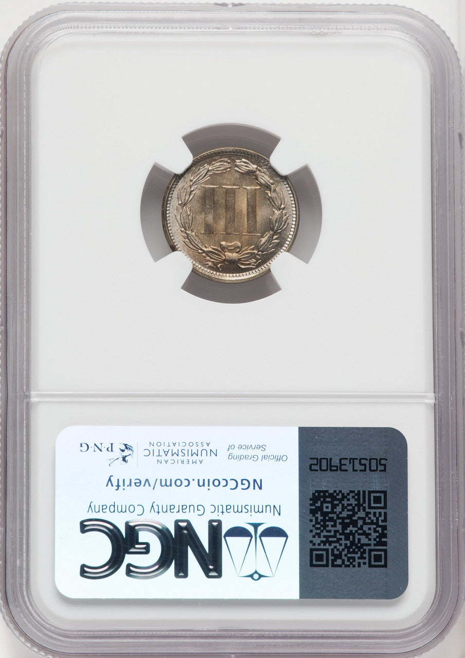 1865 3CN Three Cent Nickel NGC MS65