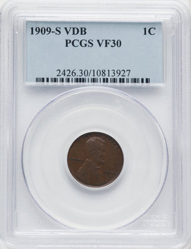 1909-S 1C VDB BN Lincoln Cent PCGS VF30