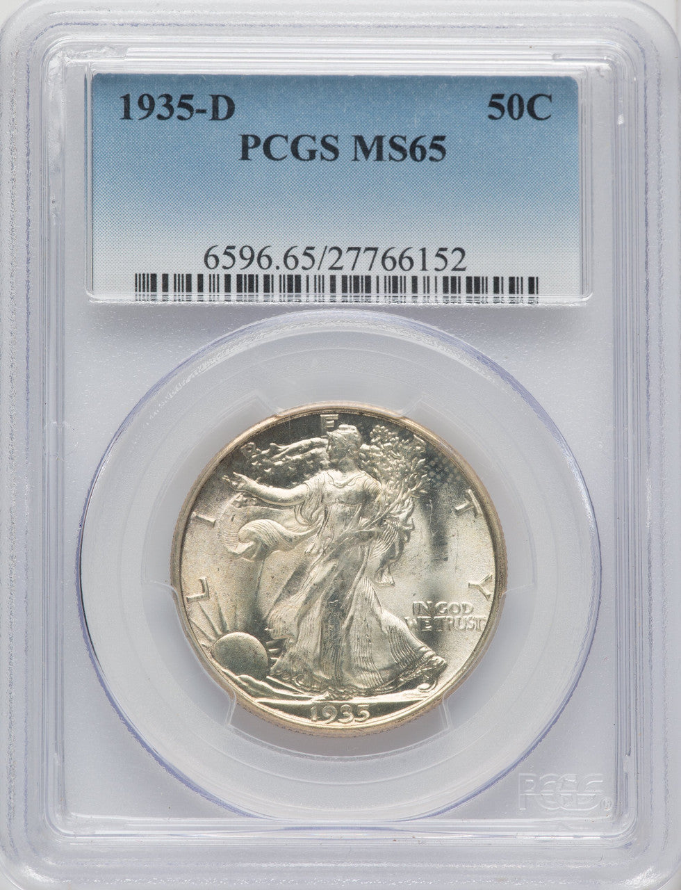 1935-D 50C Walking Liberty Half Dollar PCGS MS65