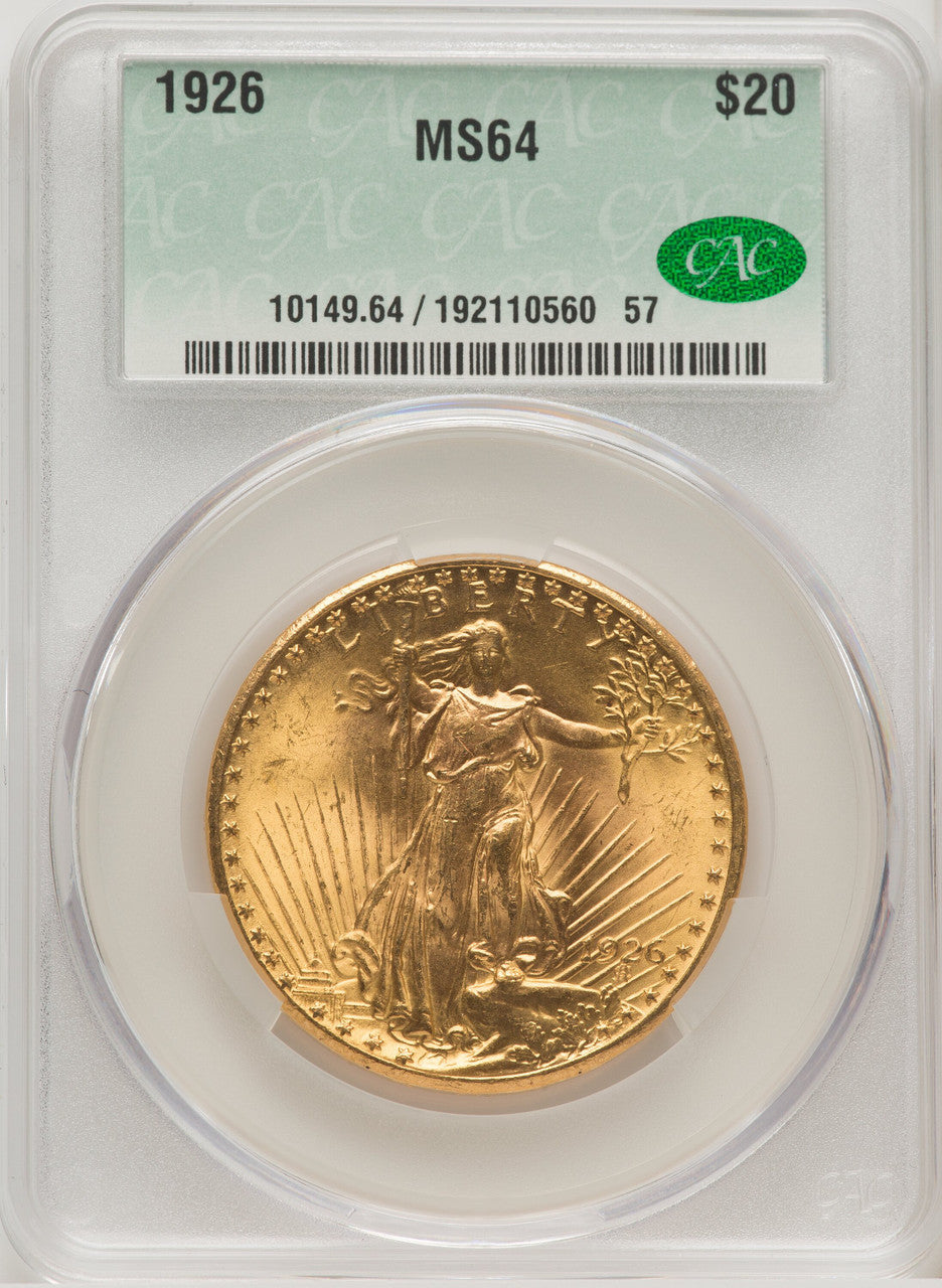 1926 $20 Saint-Gaudens Double Eagle CACG MS64