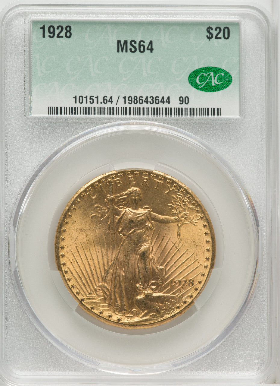 1928 $20 Saint-Gaudens Double Eagle CACG MS64