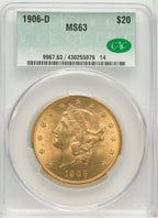 1906-D $20 Liberty Double Eagle CACG MS63