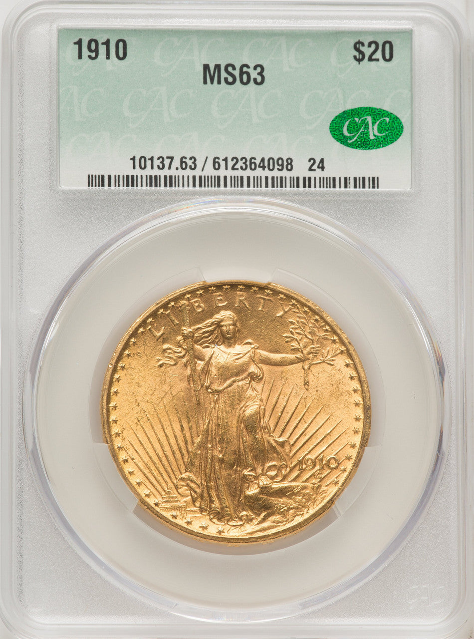 1910 $20 Saint-Gaudens Double Eagle CACG MS63