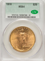 1910 $20 Saint-Gaudens Double Eagle CACG MS64