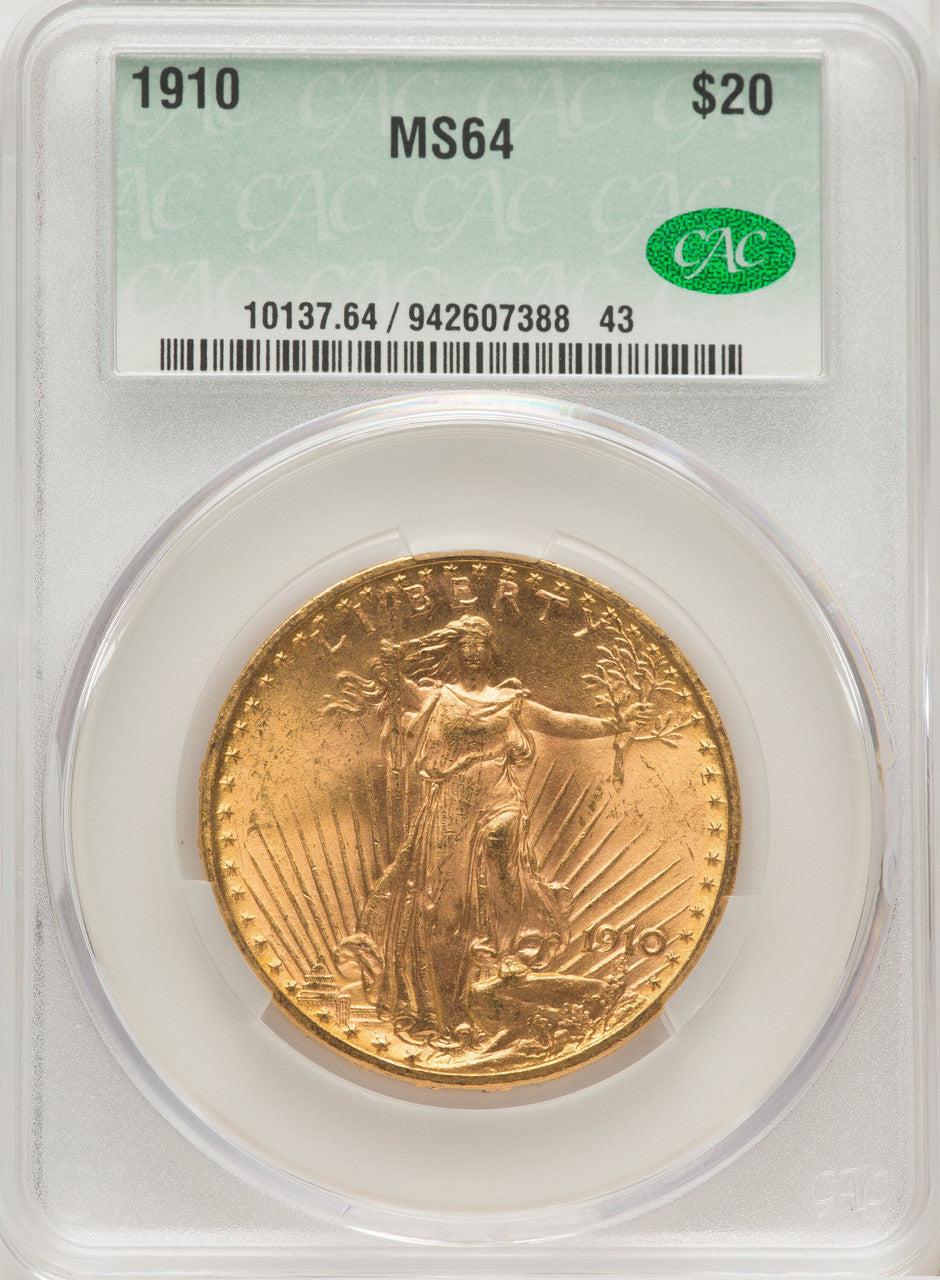 1910 $20 Saint-Gaudens Double Eagle CACG MS64
