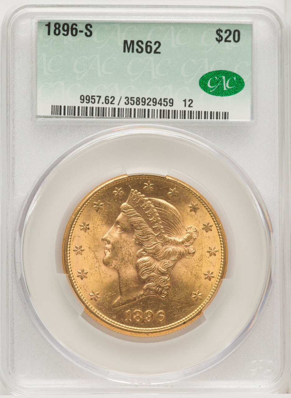 1896-S $20 Liberty Double Eagle CACG MS62