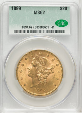 1899 $20 Liberty Double Eagle CACG MS62