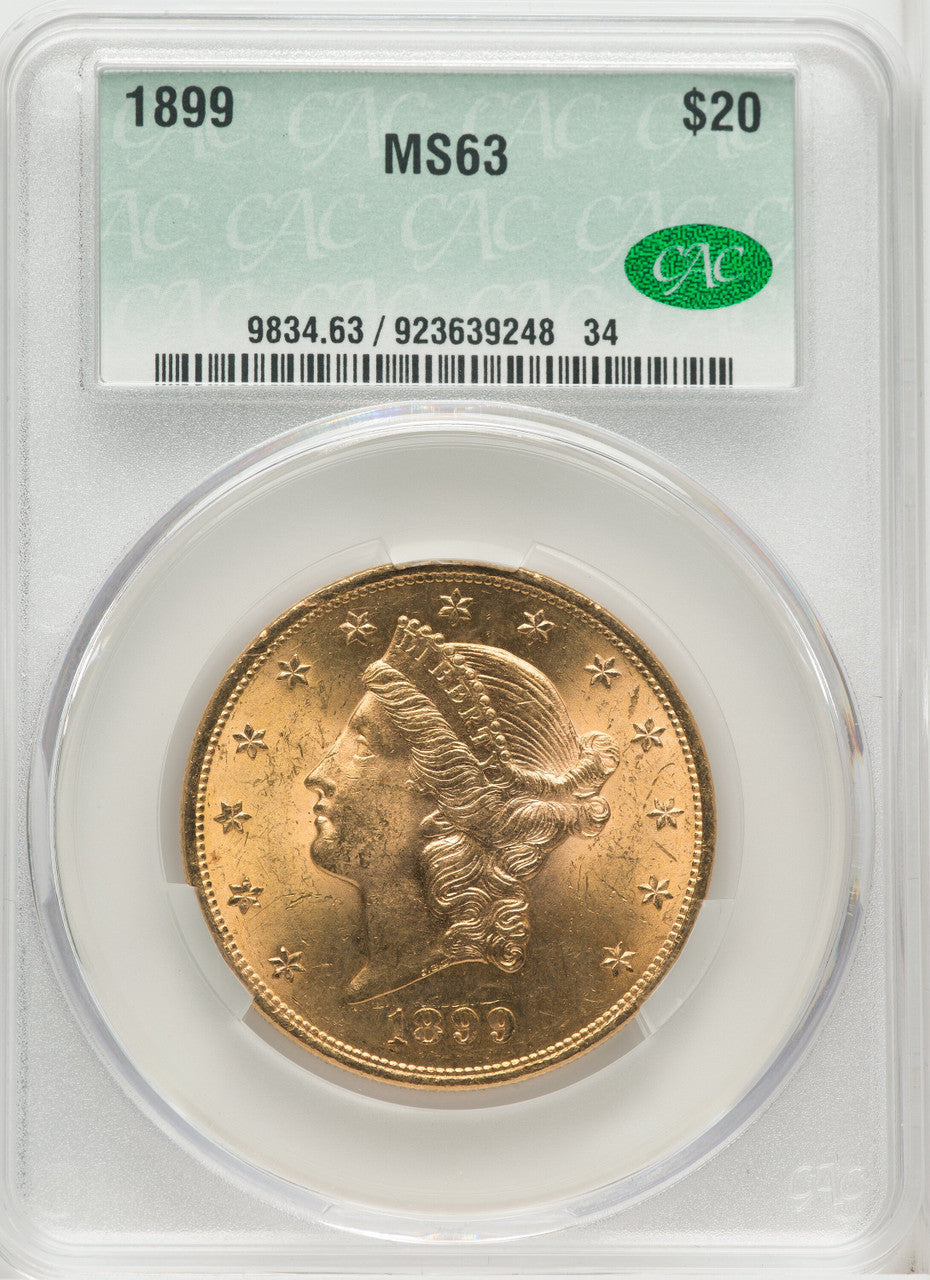 1899 $20 Liberty Double Eagle CACG MS63