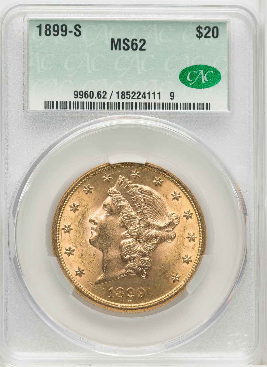 1899-S $20 Liberty Double Eagle CACG MS62