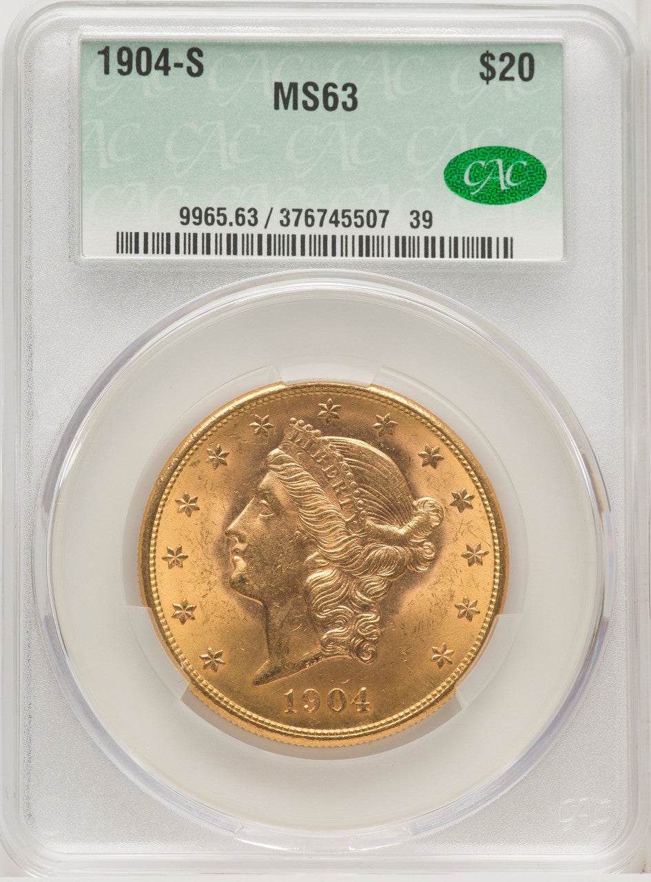1904-S $20 Liberty Double Eagle CACG MS63