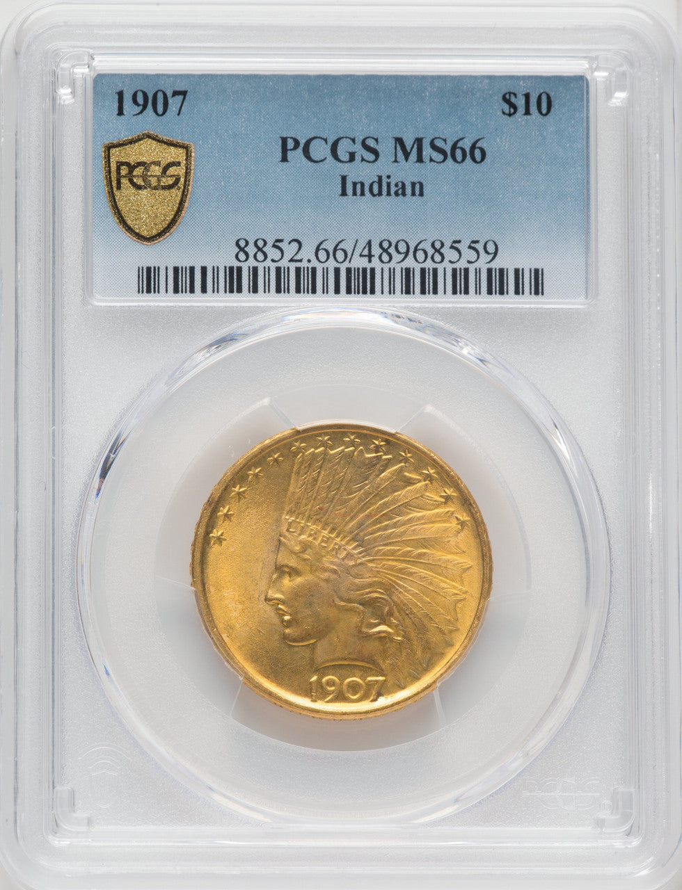 1907 $10 No Motto Indian Eagle PCGS MS66