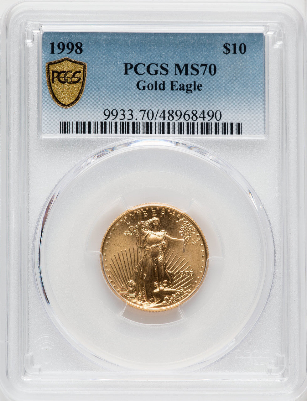 1998 $10 Quarter-Ounce Gold Eagle Blue Gradient PCGS MS70