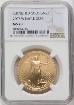 2007-W $50 One-Ounce Gold Eagle Brown Label NGC MS70