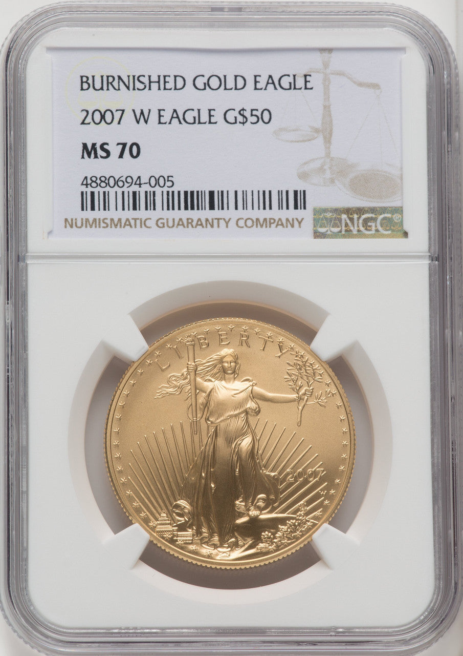 2007-W $50 One-Ounce Gold Eagle Brown Label NGC MS70