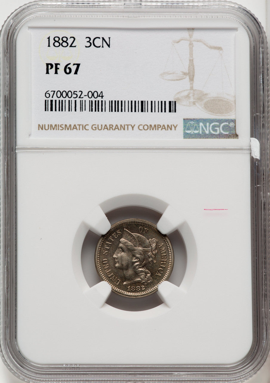 1882 3CN Proof Three Cent Nickel NGC PR67