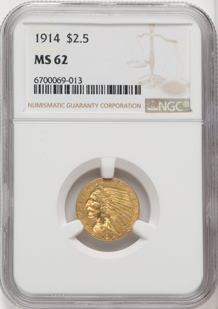 1914 $2.50 Indian Quarter Eagle NGC MS62 (767389014)