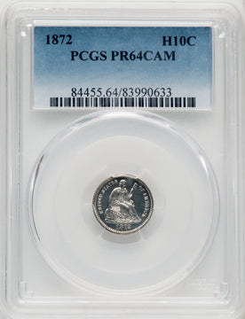 1872 H10C CA Proof Seated Half Dime PCGS PR64