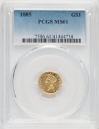 1885 G$1 Gold Dollar PCGS MS61