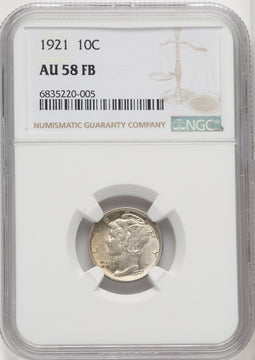 1921 10C FB Mercury Dime NGC AU58