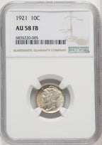 1921 10C FB Mercury Dime NGC AU58