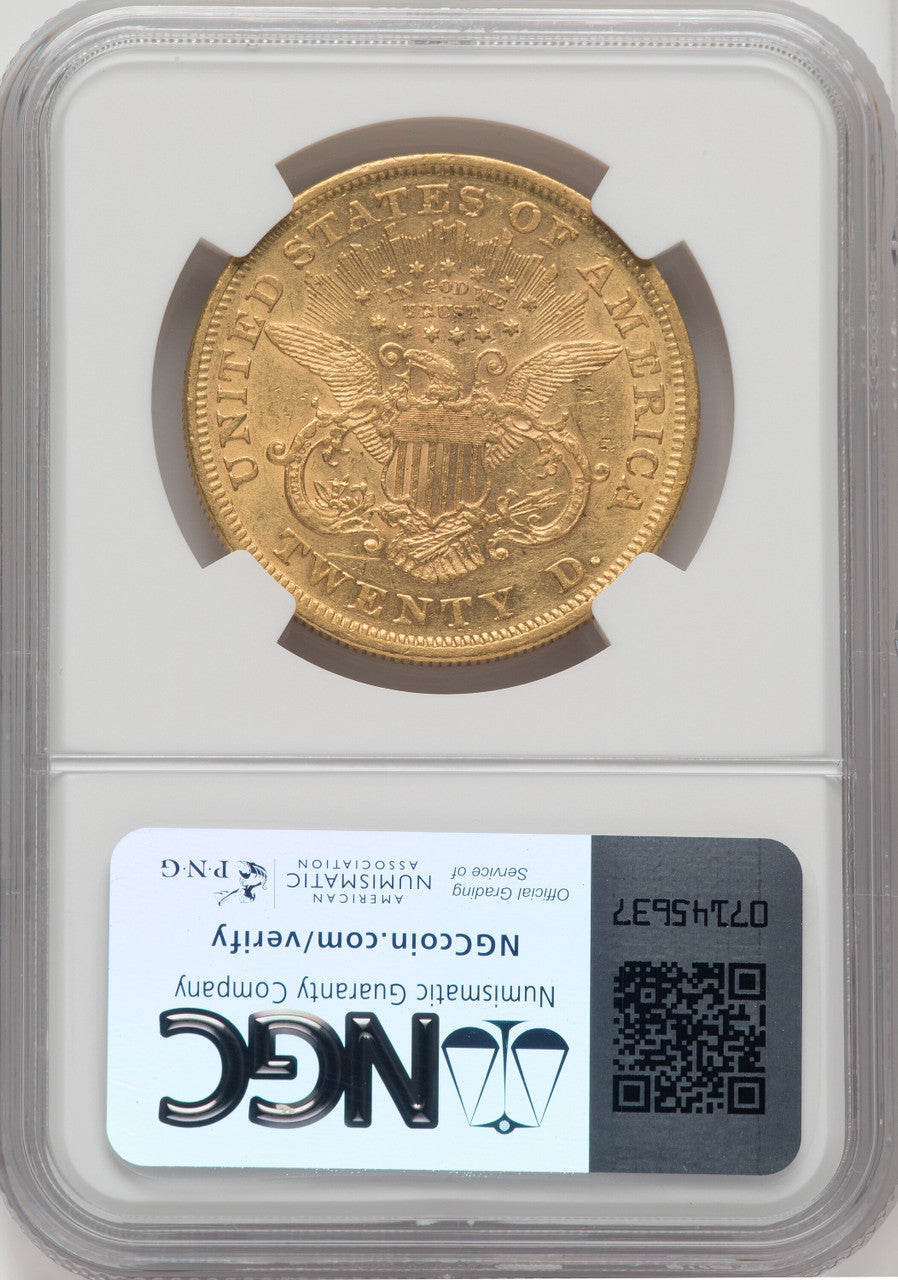1866 $20 Liberty Double Eagle NGC AU53