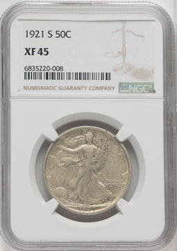 1921-S 50C Walking Liberty Half Dollar NGC XF45