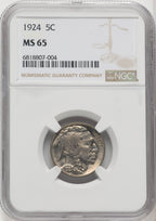 1924 5C Buffalo Nickel NGC MS65 (766999001)