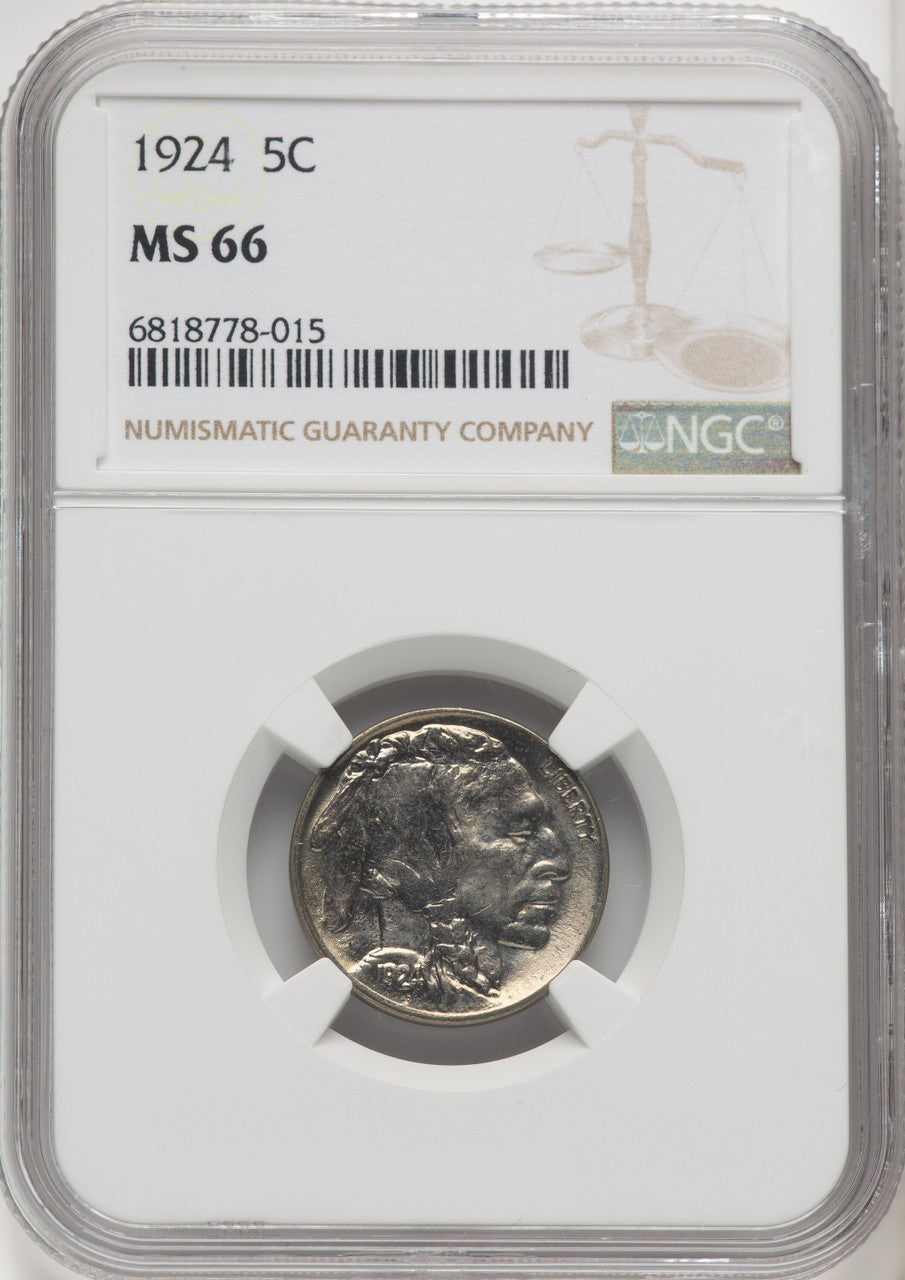 1924 5C Buffalo Nickel NGC MS66
