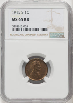 1915-S 1C RB Lincoln Cent NGC MS65