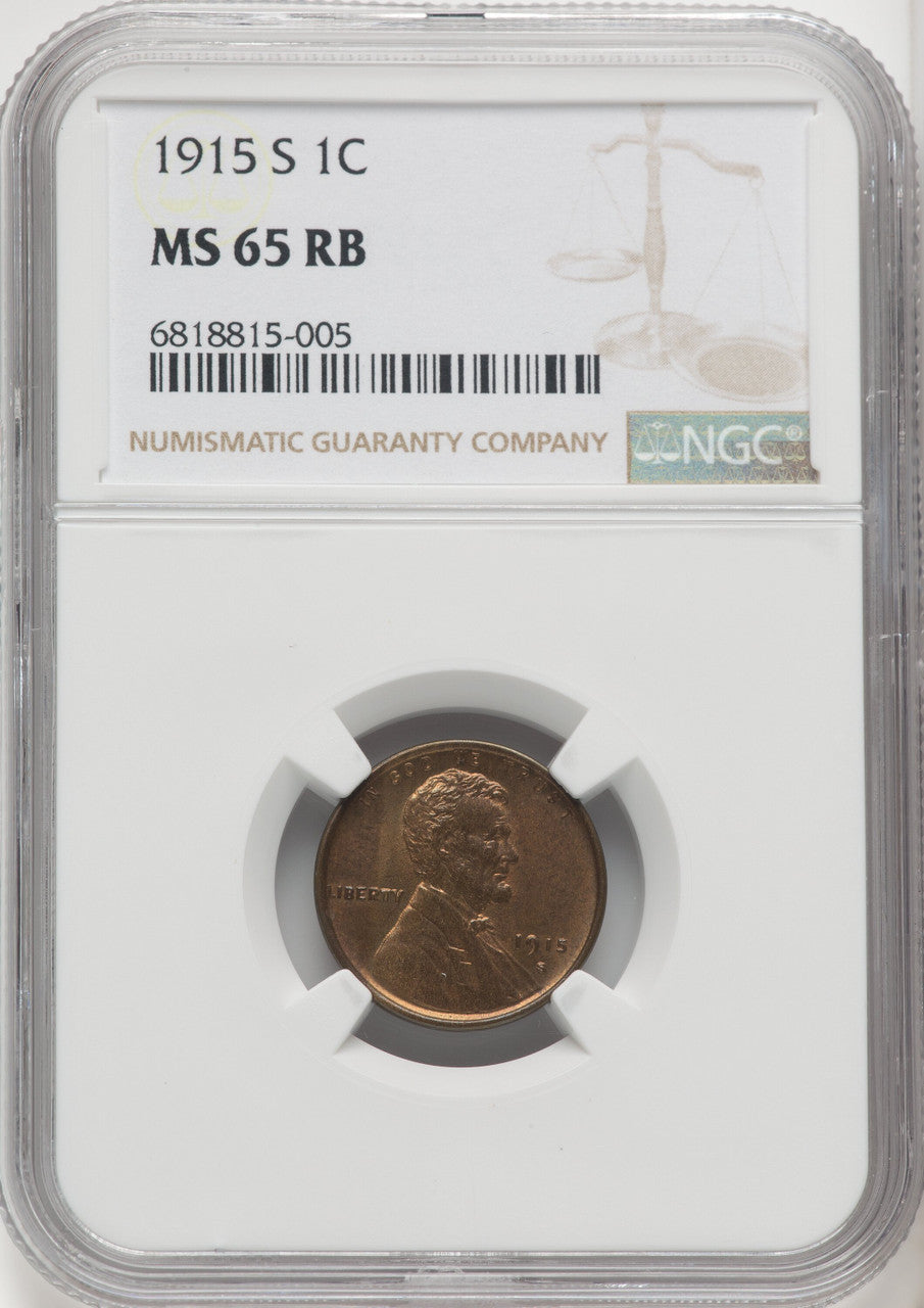 1915-S 1C RB Lincoln Cent NGC MS65