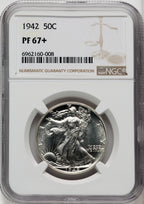 1942 50C Proof Walking Liberty Half Dollar NGC PR67+