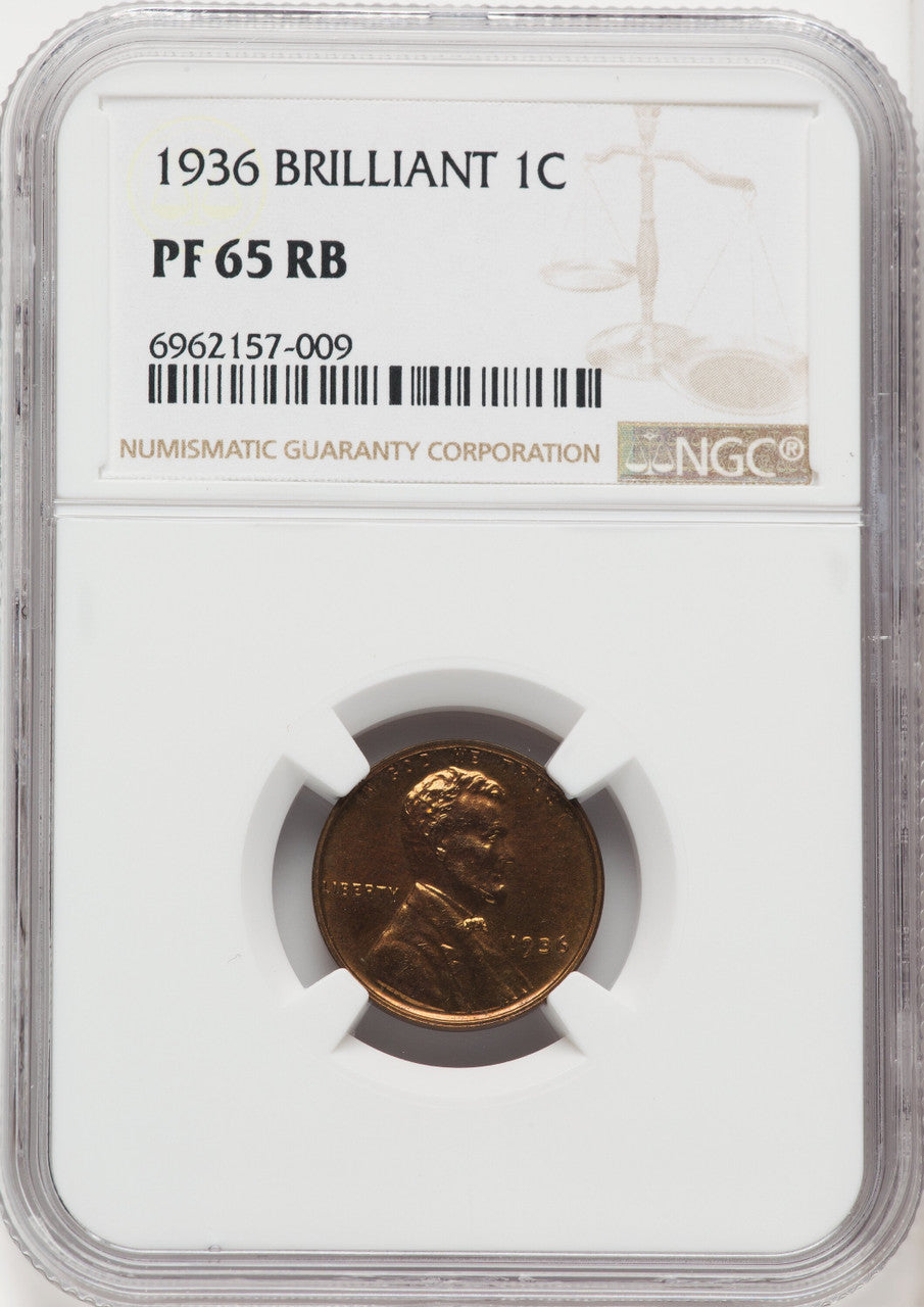 1936 Type Two--Brilliant Finish RB Proof Lincoln Cent NGC PR65