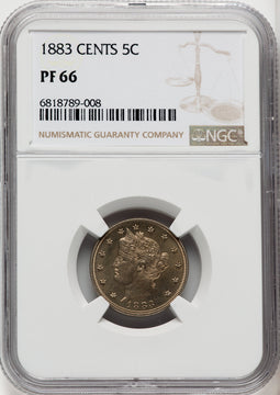 1883 5C WITH CENTS Proof Liberty Nickel NGC PR66