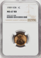1909 1C VDB RB Lincoln Cent NGC MS67
