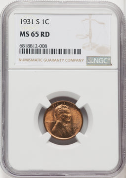 1931-S 1C RD Lincoln Cent NGC MS65 (766999031)