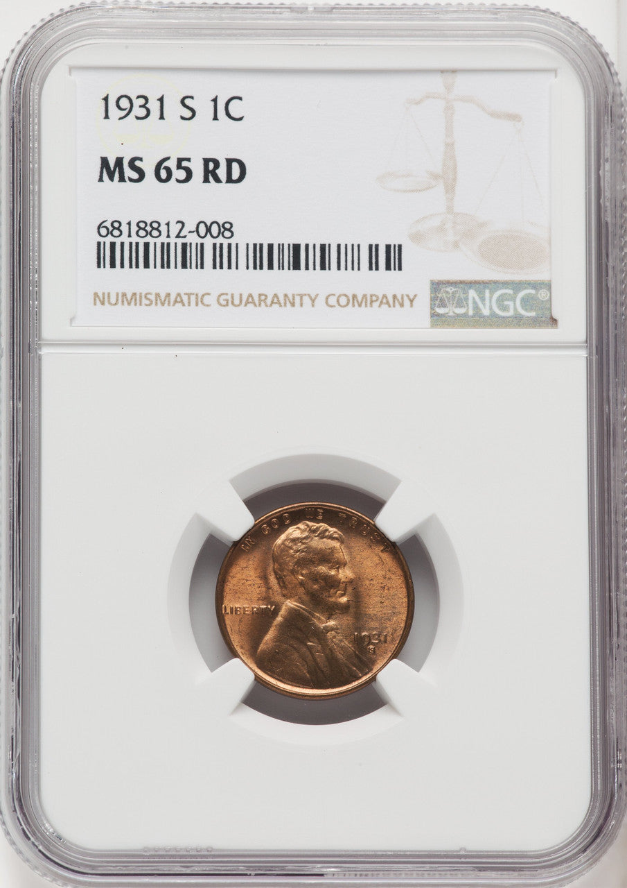 1931-S 1C RD Lincoln Cent NGC MS65 (766999031)