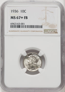 1936 10C FB Mercury Dime NGC MS67+