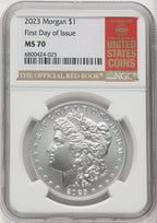 2023 $1 Morgan Dollar First Day of Issue FDI Red Book Modern Commemoratives NGC MS70