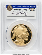 2018-W $50 One-Ounce Gold Buffalo First Day of Issue Washington D.C. Moy Signature PCGS PR70