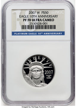 2007-W $50 Half-Ounce Platinum Eagle 10th Anniversary NGC PF70 (768384036)