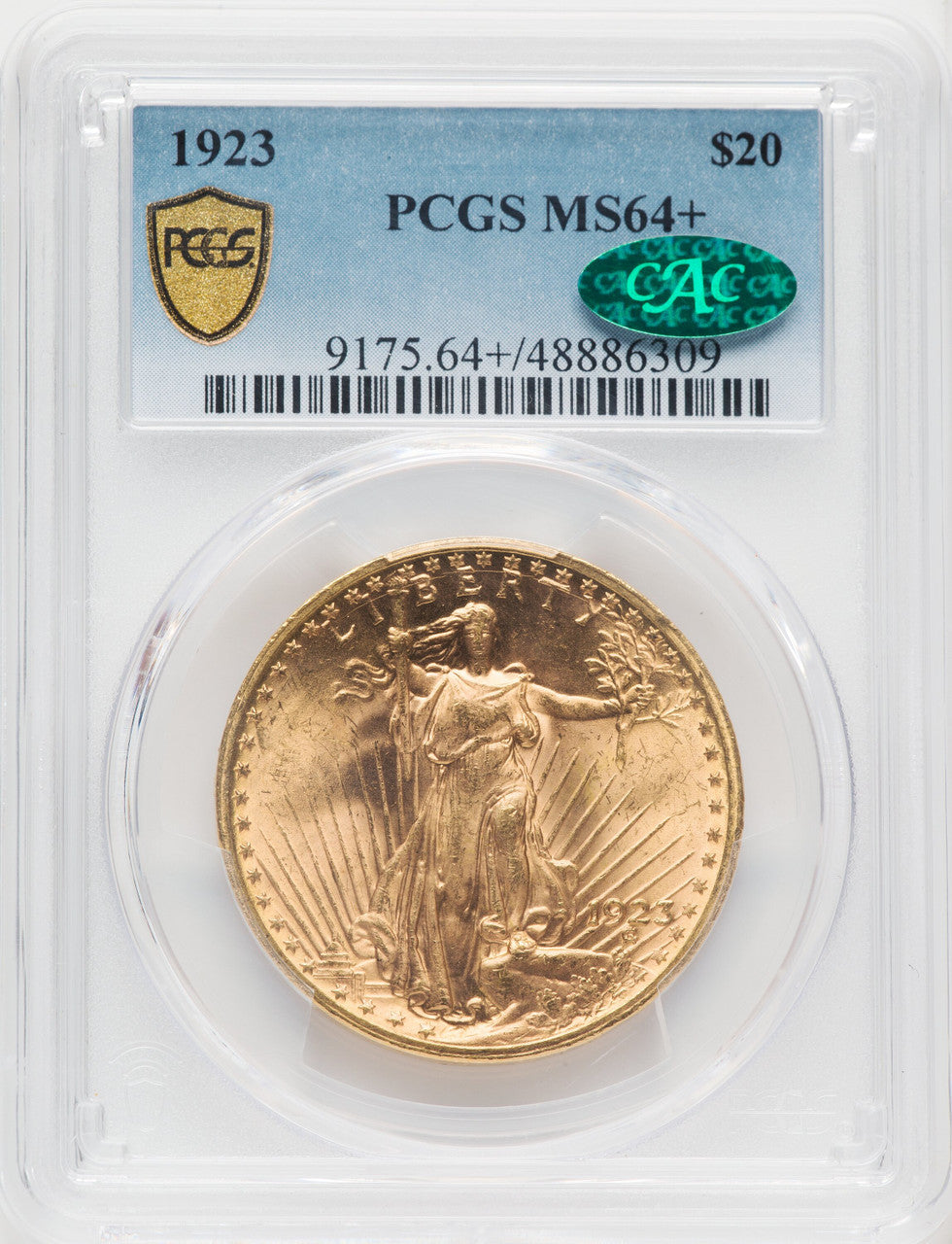 1923 $20 CAC Saint-Gaudens Double Eagle PCGS MS64+
