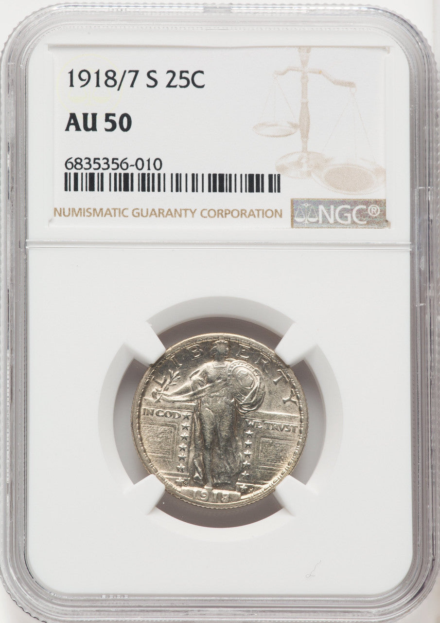 1918/7-S 25C Standing Liberty Quarter NGC AU50
