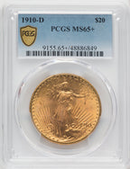 1910-D $20 Saint-Gaudens Double Eagle PCGS MS65+